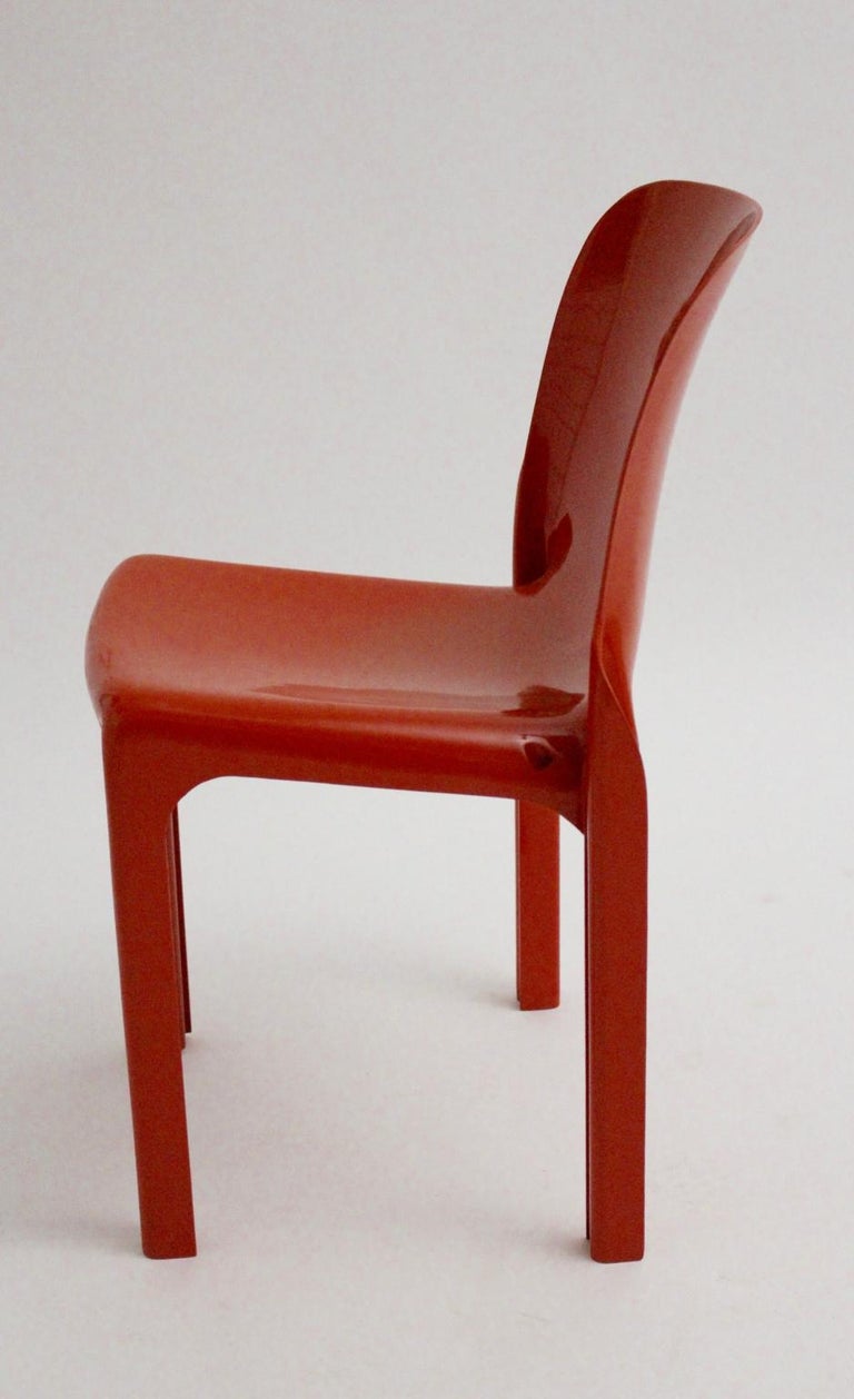 20th Century Space Age Red Plastic Vintage Chair Selene by Vico Magistretti, Italy For Sale
