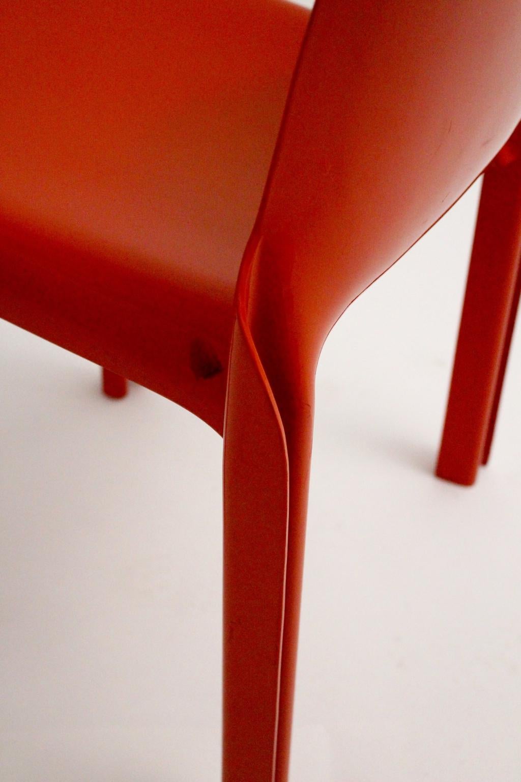 Space Age Red Plastic Vintage Chair Selene by Vico Magistretti, Italy In Good Condition For Sale In Vienna, AT