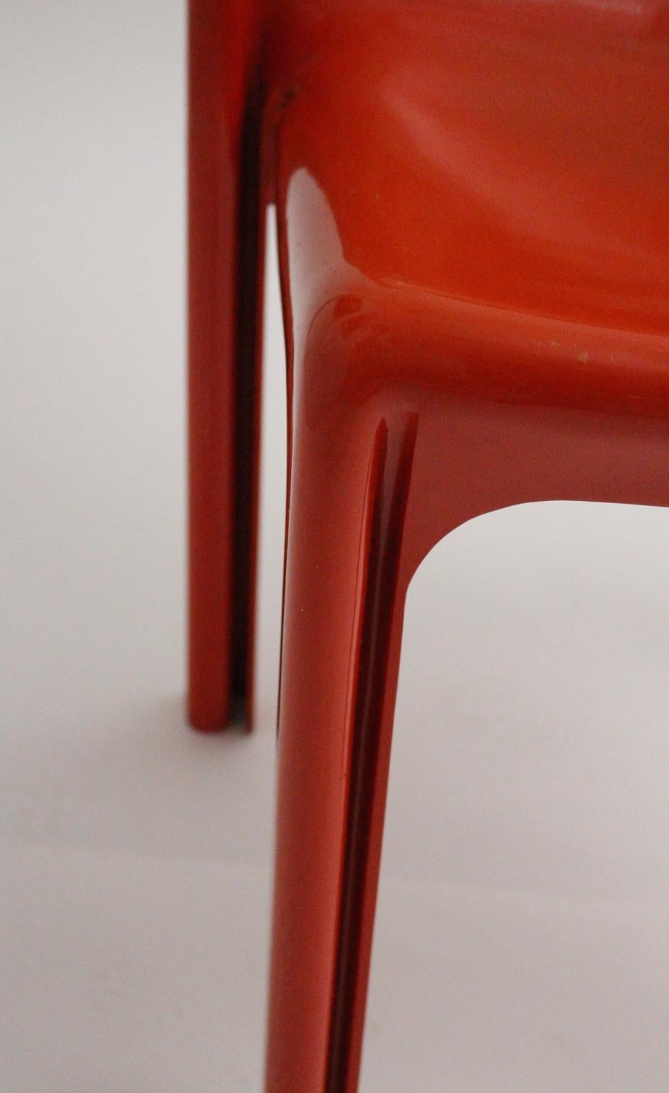 20th Century Space Age Red Plastic Vintage Chair Selene by Vico Magistretti, Italy For Sale