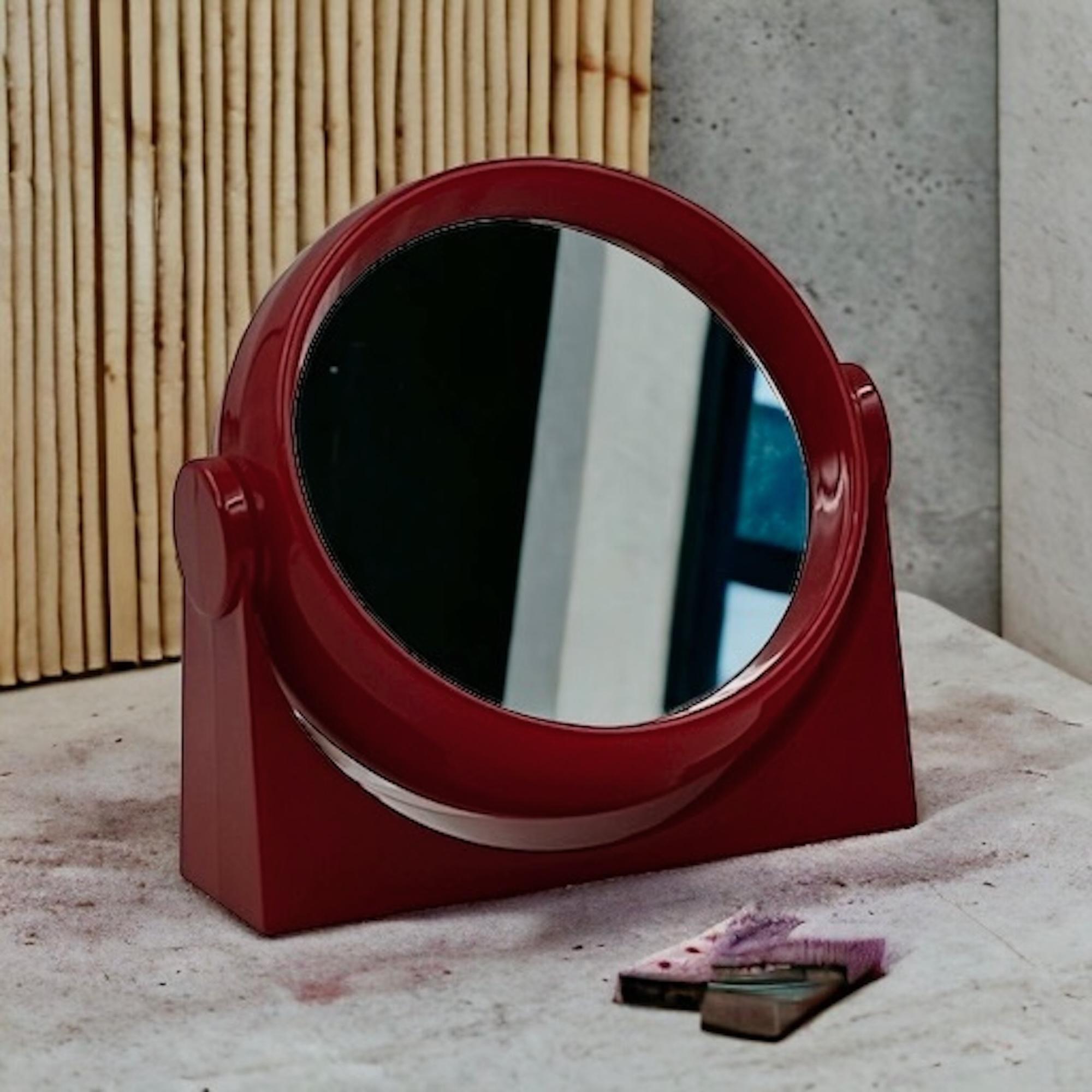 Space Age Red Table Mirror - Retro-Futuristic 1970s Design Made in Germany For Sale 4