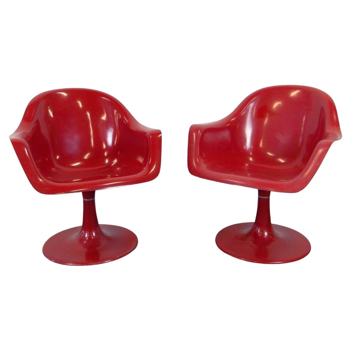 Space Age Red "Tulip" Swivel Chairs by Péter Ghyczy, Germany 1970s