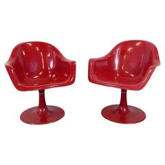 Used Space Age Red "Tulip" Swivel Chairs by Péter Ghyczy, Germany 1970s