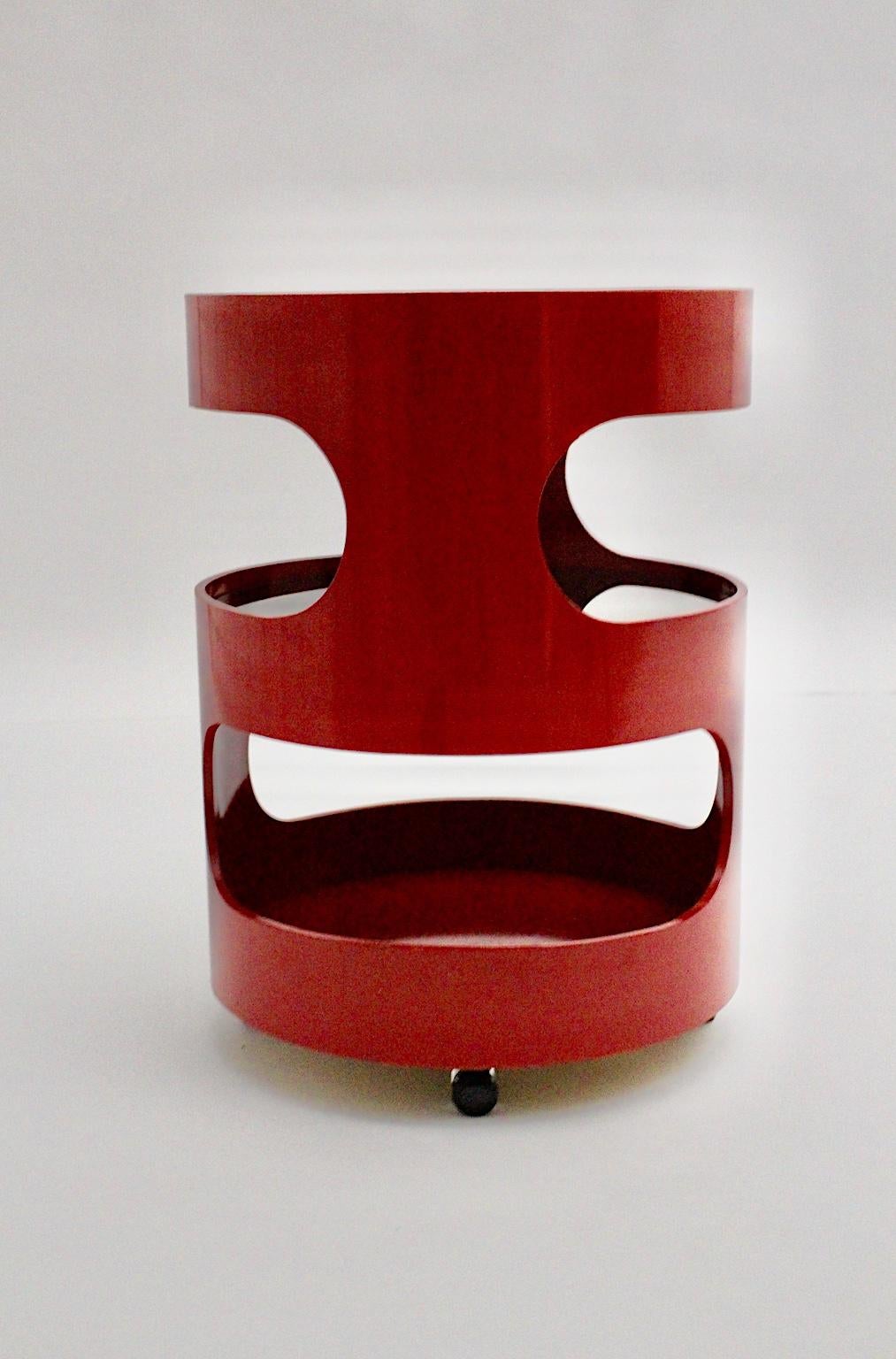 Lacquered Space Age Red Vintage Side Table by Opal, Germany, 1970