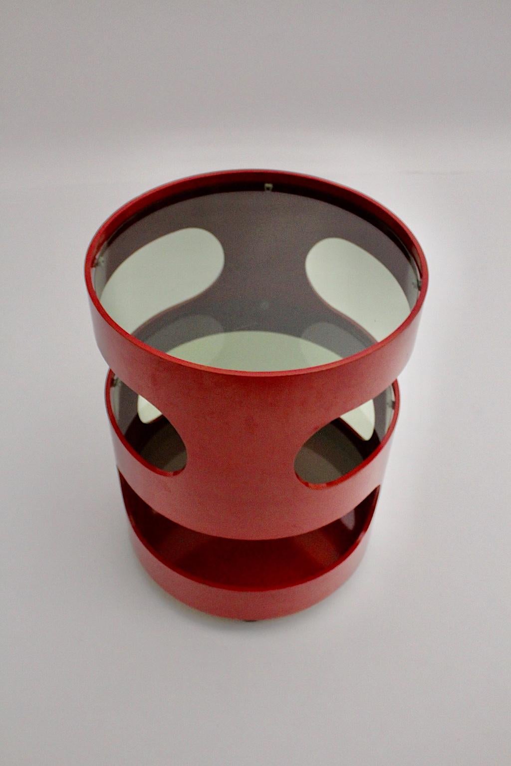 Late 20th Century Space Age Red Vintage Side Table by Opal, Germany, 1970