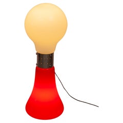 Space Age Red-White Opal Glass Birillo Floor Lamp from Carlo Nason for Mazzega