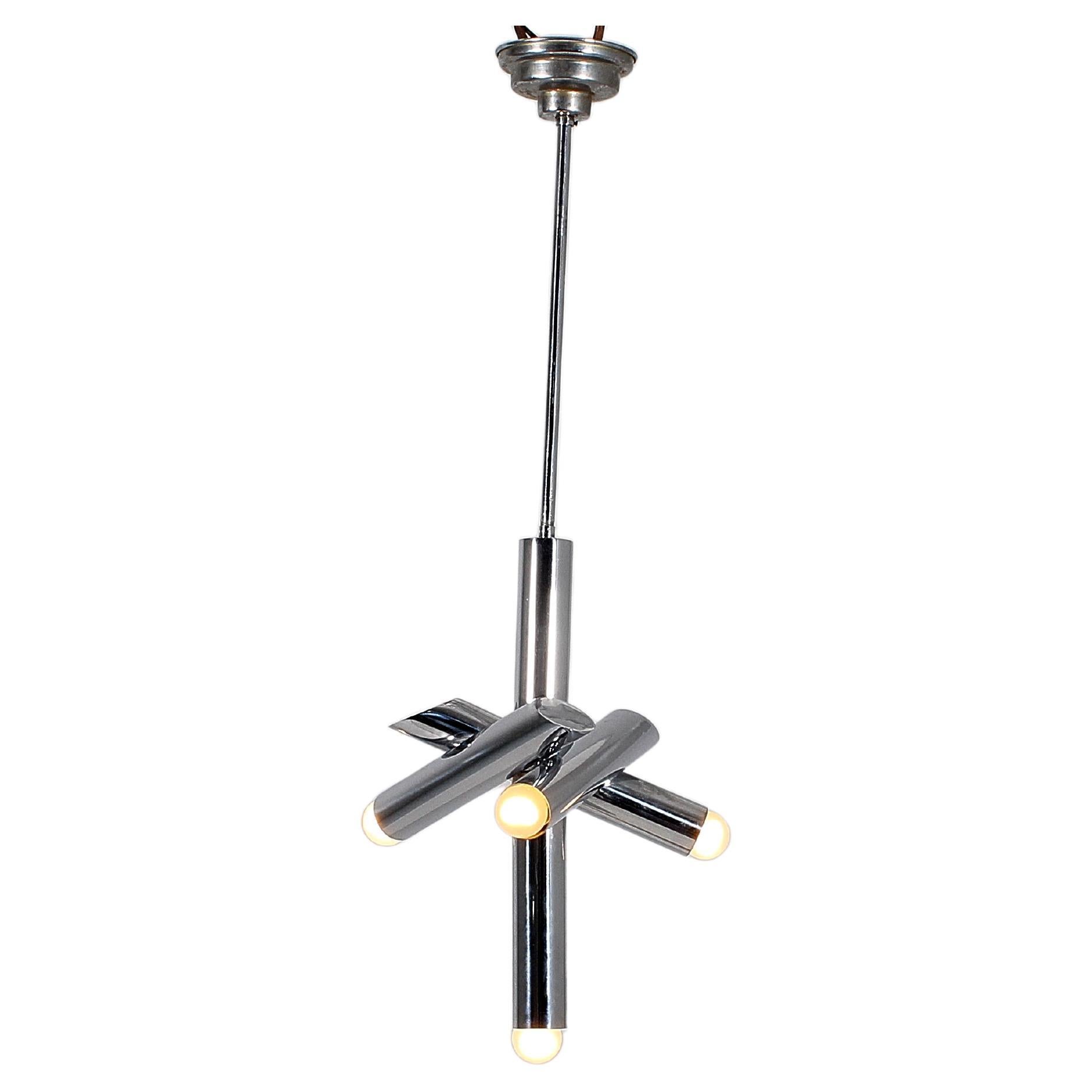 Lampe à suspension réglable en acier chromé de l'ère spatiale Reggiani, années 70, Italie en vente