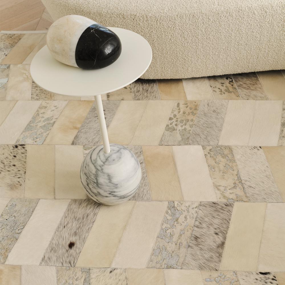 Alfombra Contemporánea Zig Zag Personalizable Crema y Plata Grande Pakistaní en venta