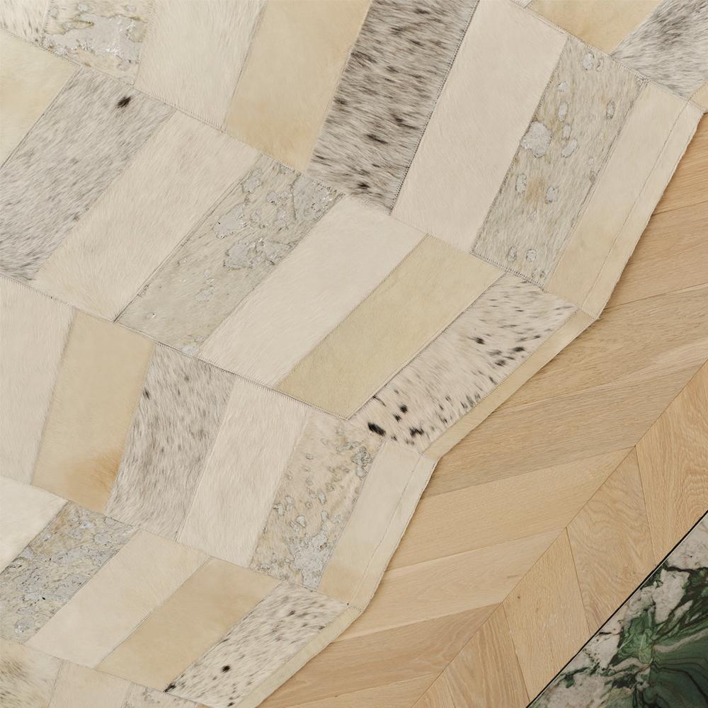 Alfombra Contemporánea Zig Zag Personalizable Crema y Plata Grande Hecho a máquina en venta