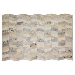 Tappeto contemporaneo Zig Zag personalizzabile Crema e Argento Grande
