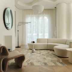 Contemporary Zig Zag Customizable Cream and Silver Rug XLarge