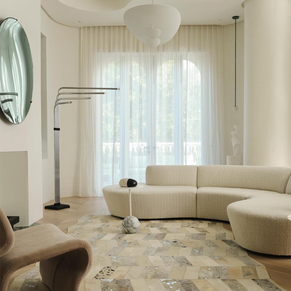 Contemporary Zig Zag Customizable Cream and Silver Rug XXLarge In New Condition For Sale In Charlotte, NC