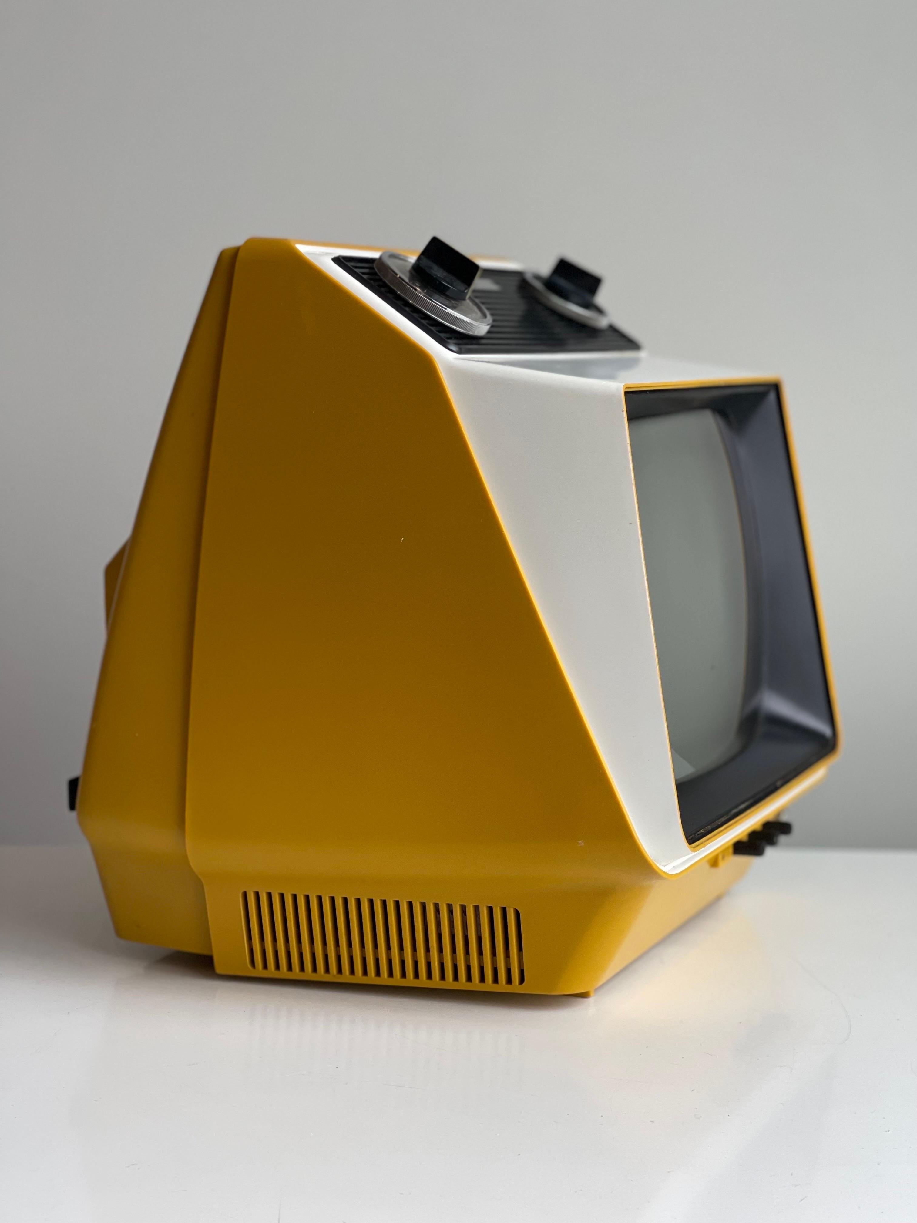 Glass Space Age Retro Yellow Television T.V. Set by G. E. 1975 Works