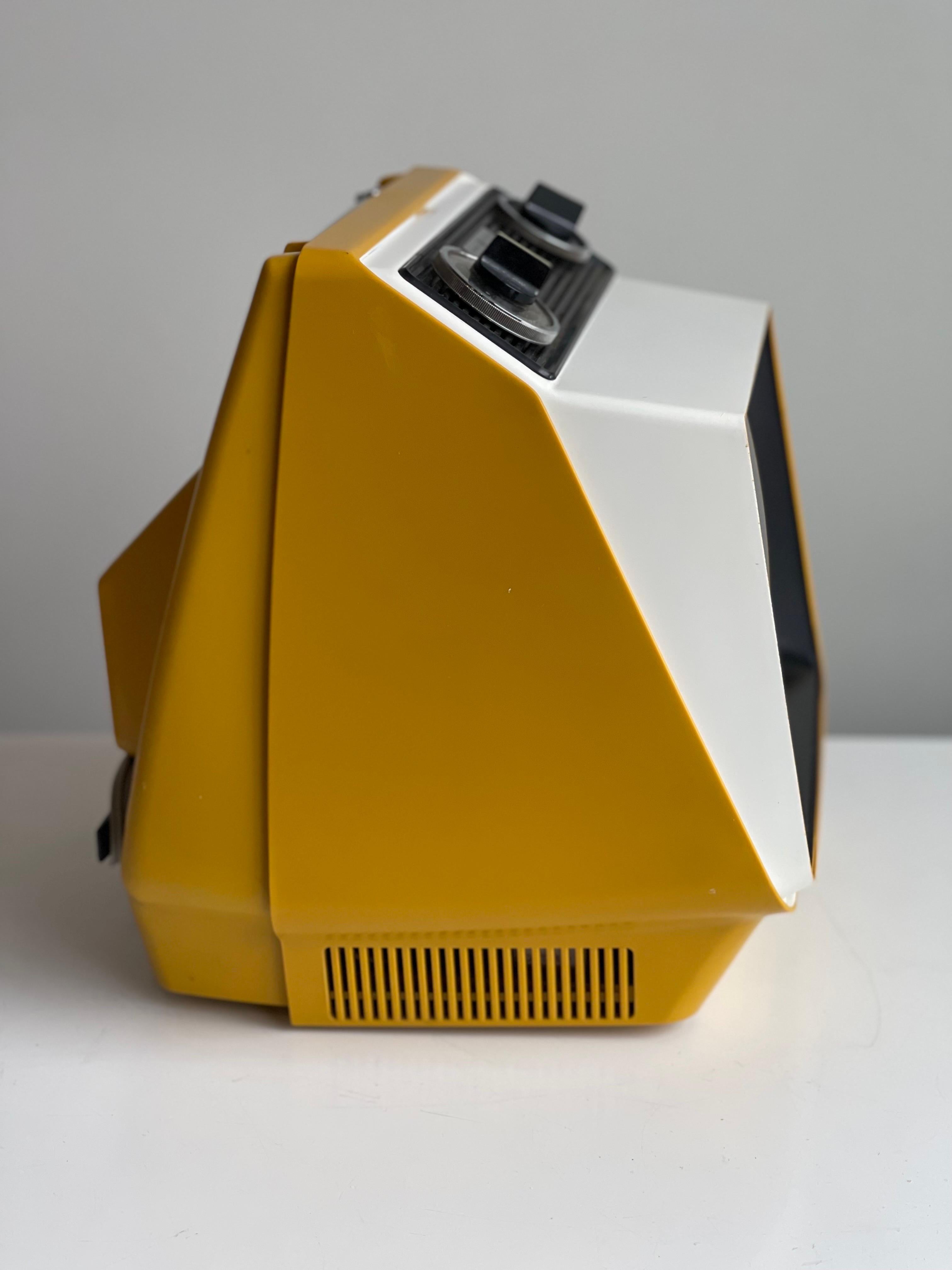 Molded Space Age Retro Yellow Television T.V. Set by G. E. 1975 Works