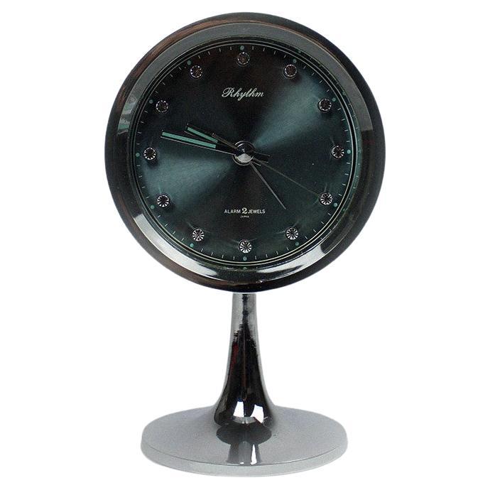 Space Age Rhythm Emerald Green Alarm Clock 1960s Japan Vintage For Sale