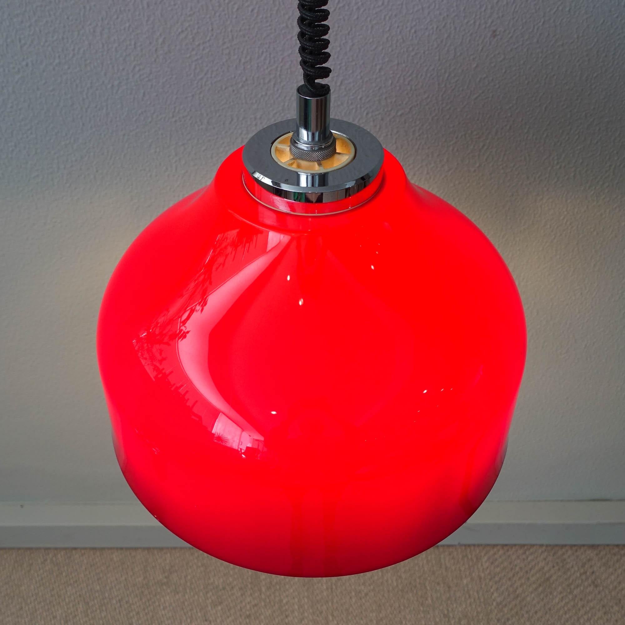 Metal Space Age Rise and Fall Pendant Lamp, 1970's For Sale