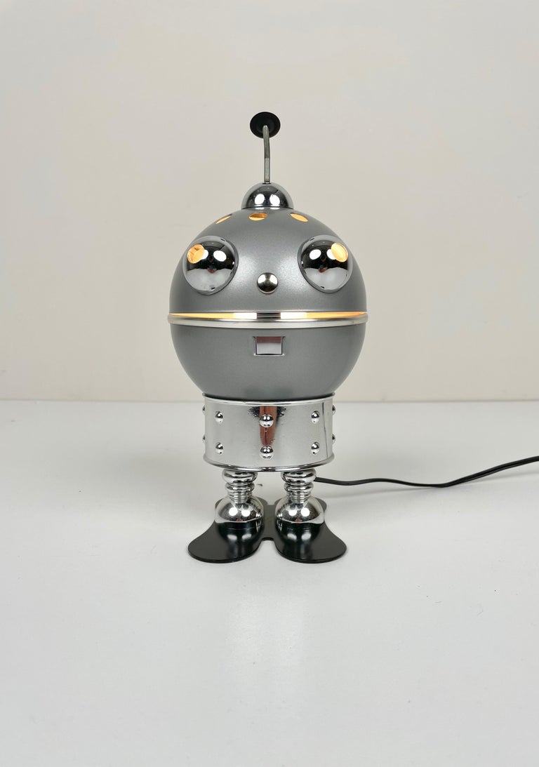 Space Age Robot Aluminum Table Lamp, 1970s at 1stDibs