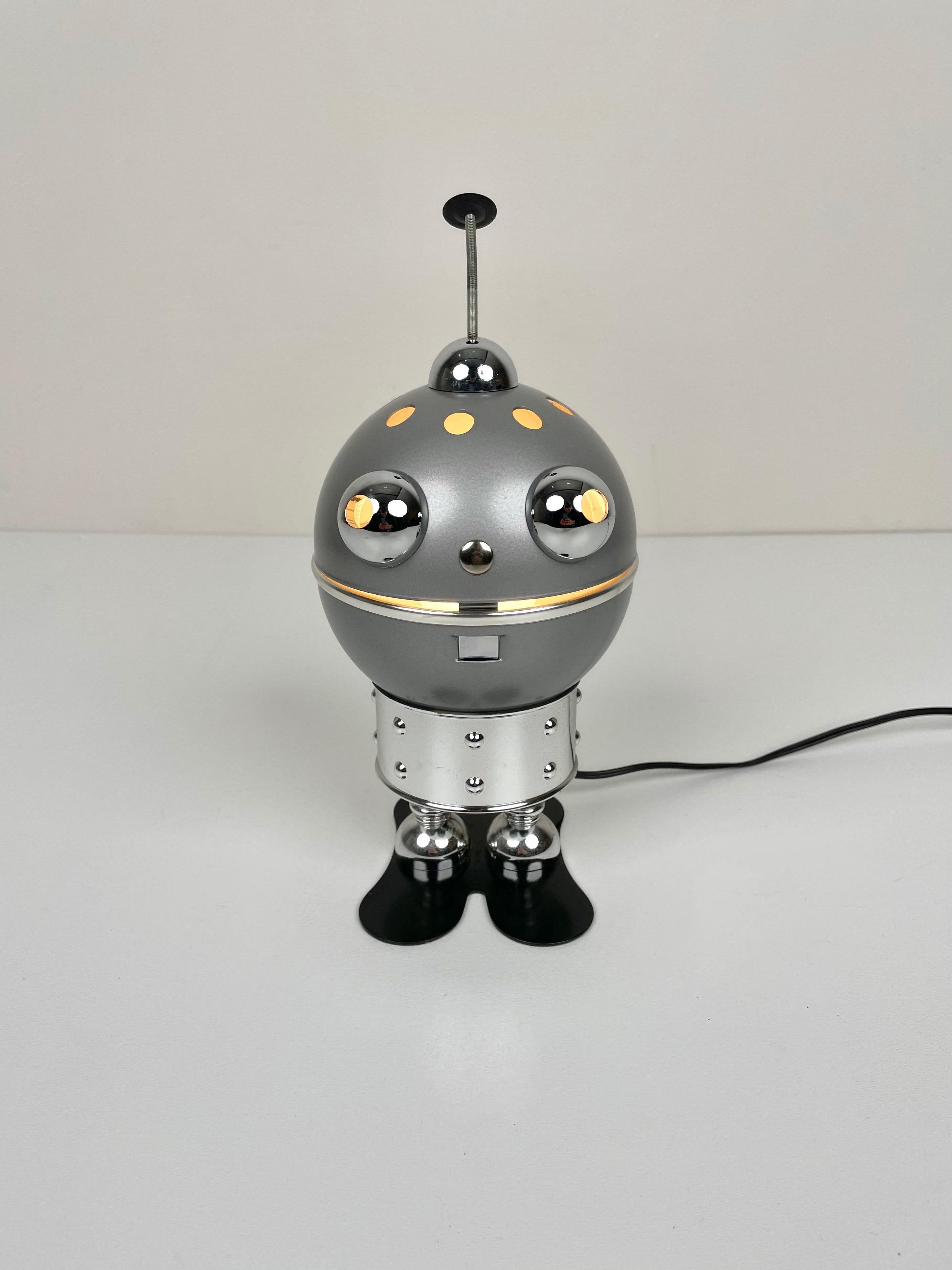 Chrome Space Age Robot Aluminum Table Lamp, 1970s