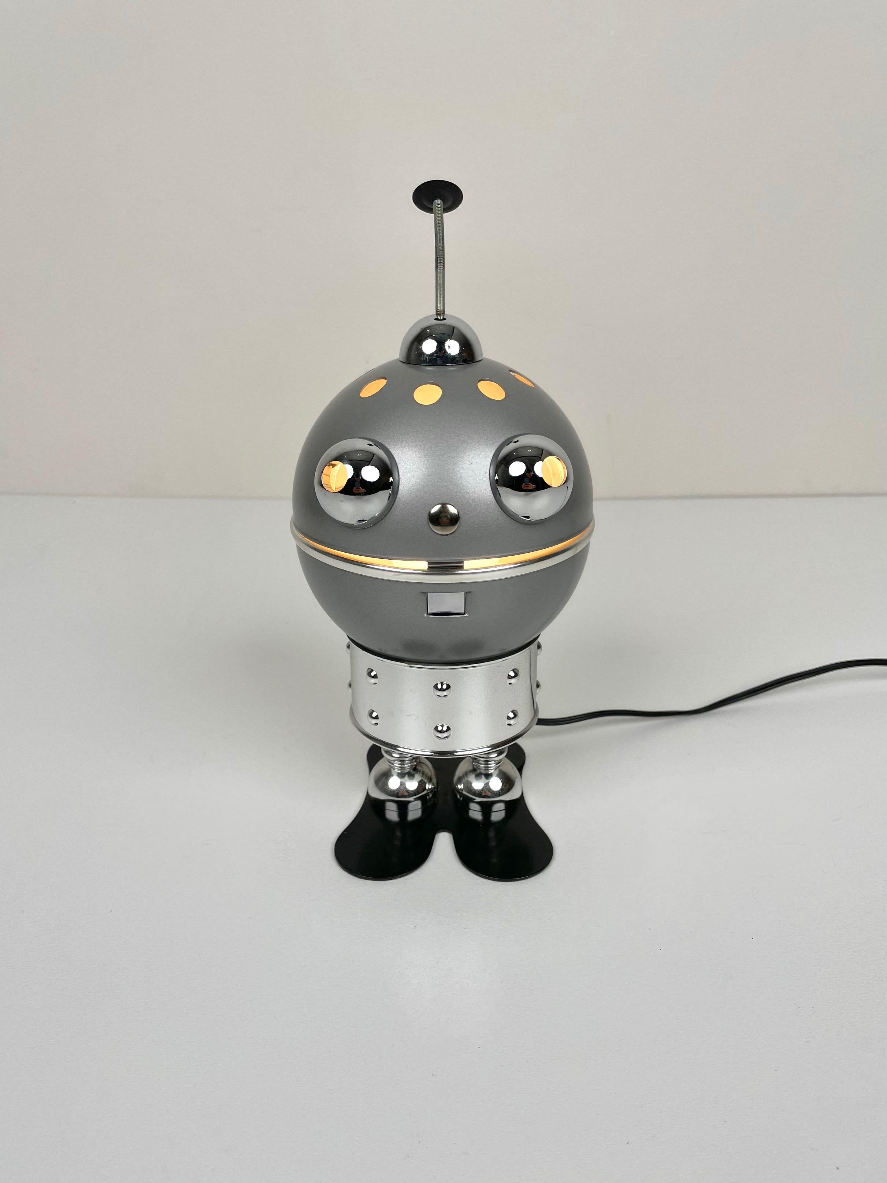 Metal Space Age Robot Aluminum Table Lamp, 1970s