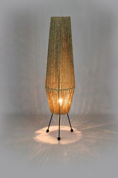 Lampadaire fusée de l'A Space avec une corde tressée, Tchécoslovaquie, années 1960