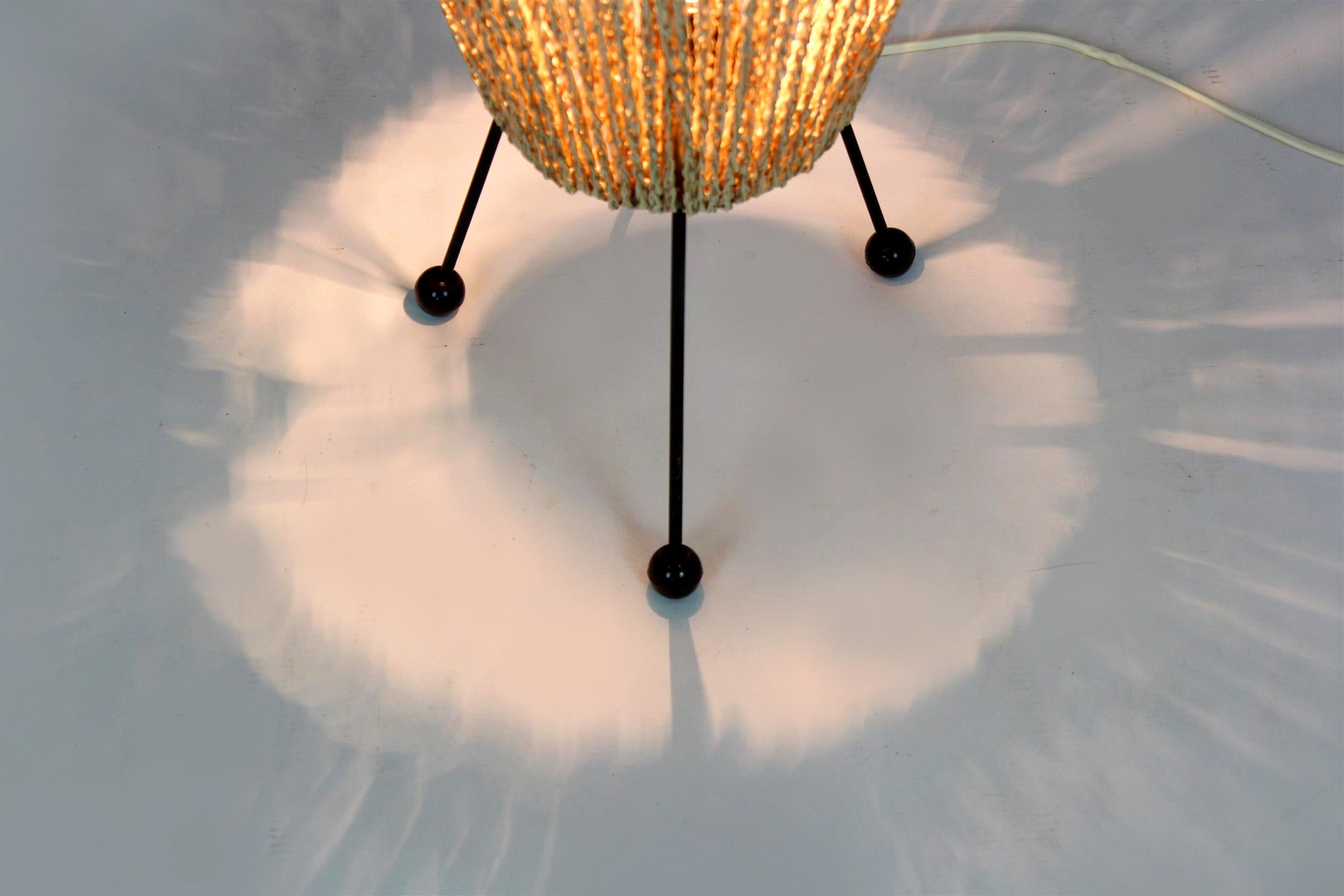 Mid-Century Modern Space Age Rocket Floor Lamp with a Braided String, Czechoslovakia, 1960s For Sale