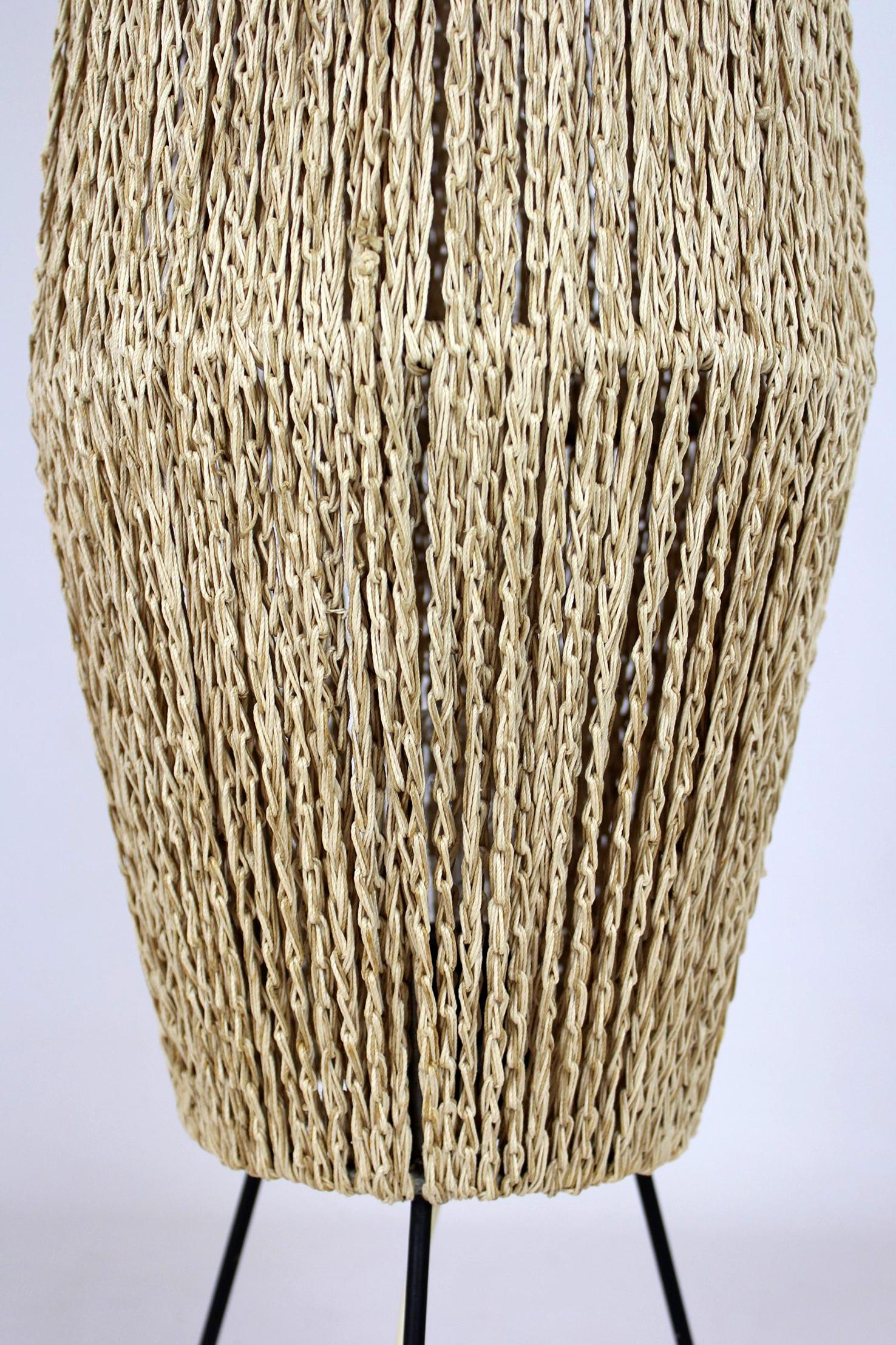 20th Century Space Age Rocket Floor Lamp with a Braided String, Czechoslovakia, 1960s For Sale