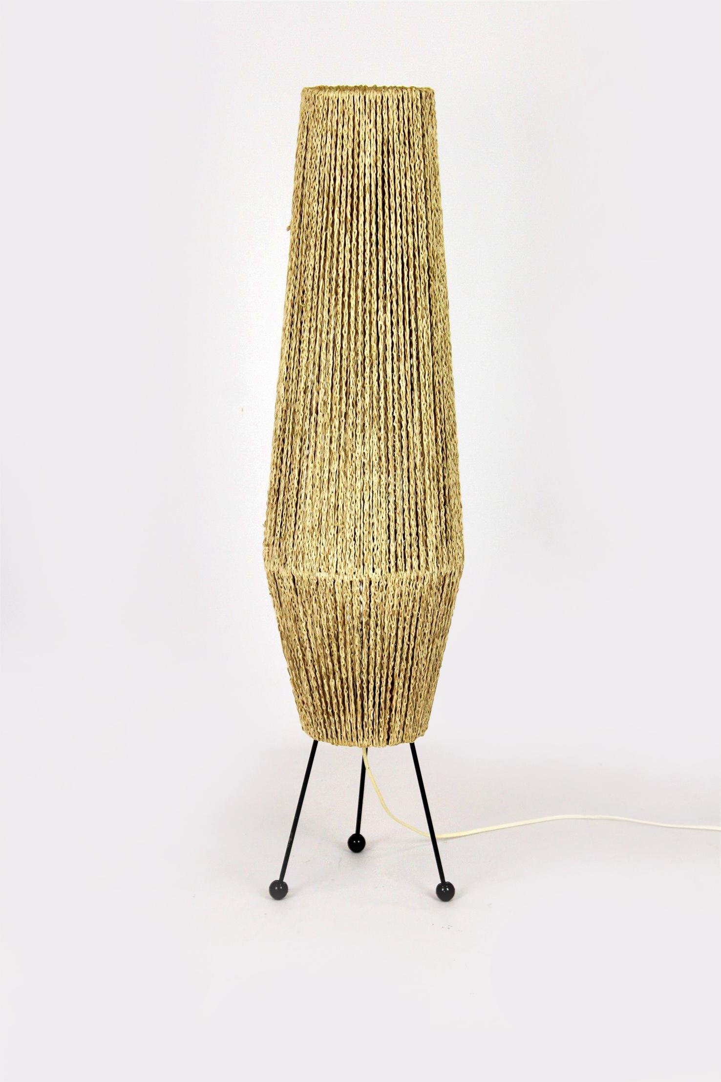 Space Age Rocket Floor Lamp with a Braided String, Czechoslovakia, 1960s For Sale 3