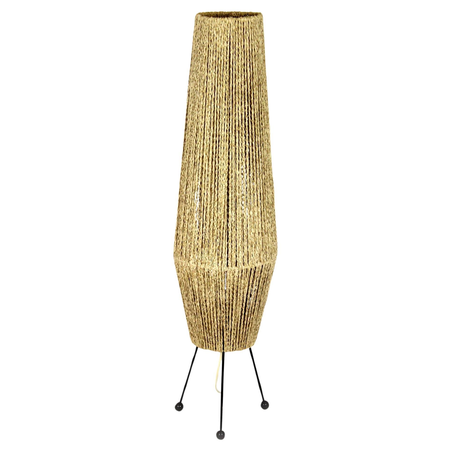 Space Age-Fallschirm-Stehlampe mit geflochtenem Schnur, Tschechoslowakei, 1960er Jahre