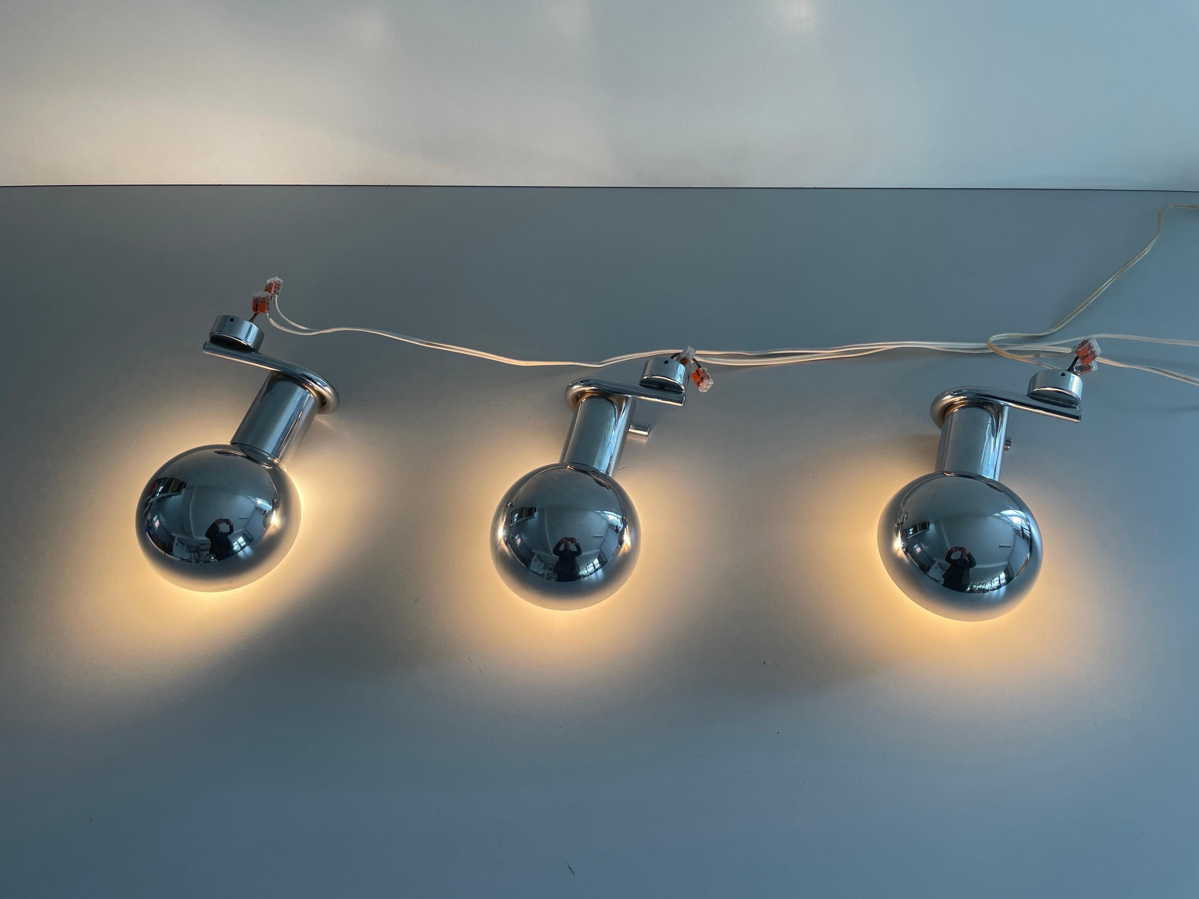 Ensemble de 3 appliques rotatives de l'ère spatiale en chrome, 1970, Italie en vente 3