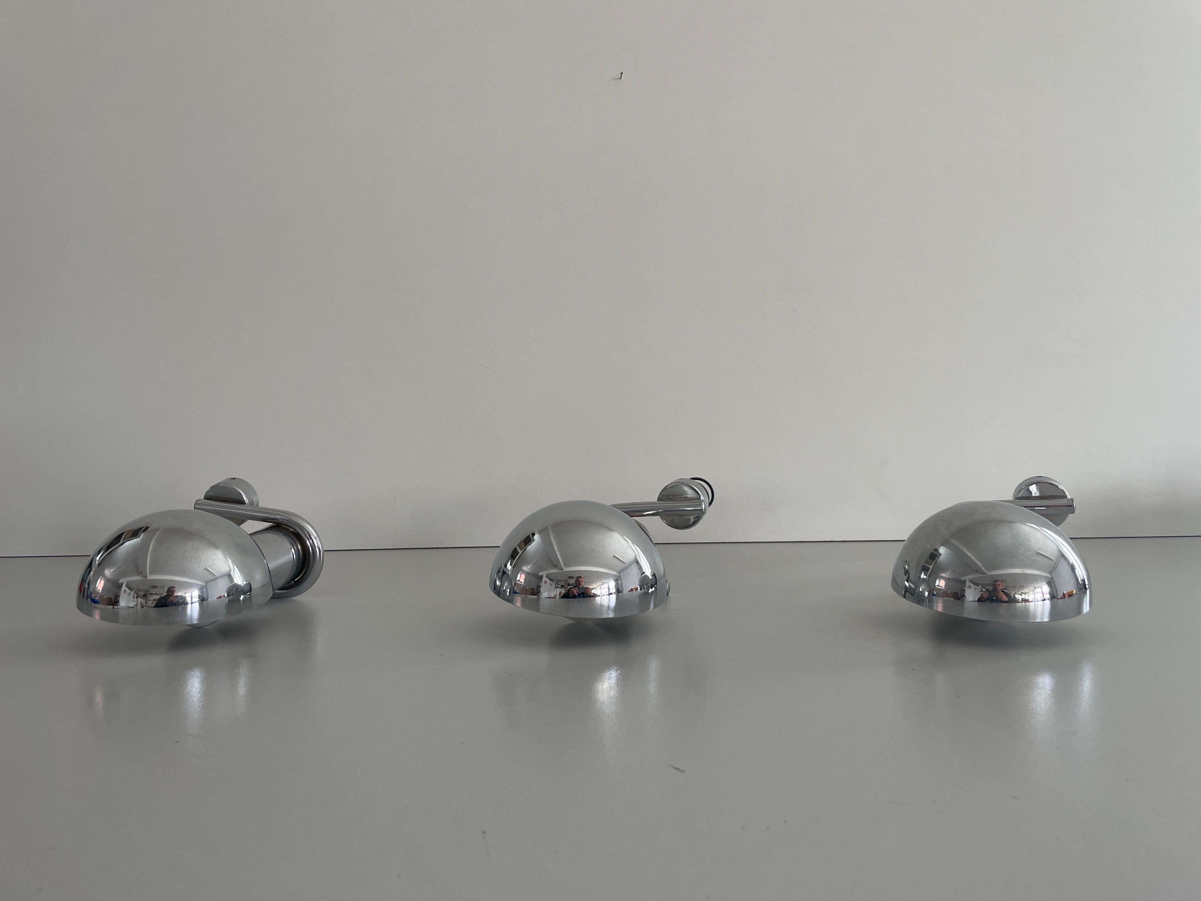 Ère spatiale Ensemble de 3 appliques rotatives de l'ère spatiale en chrome, 1970, Italie en vente