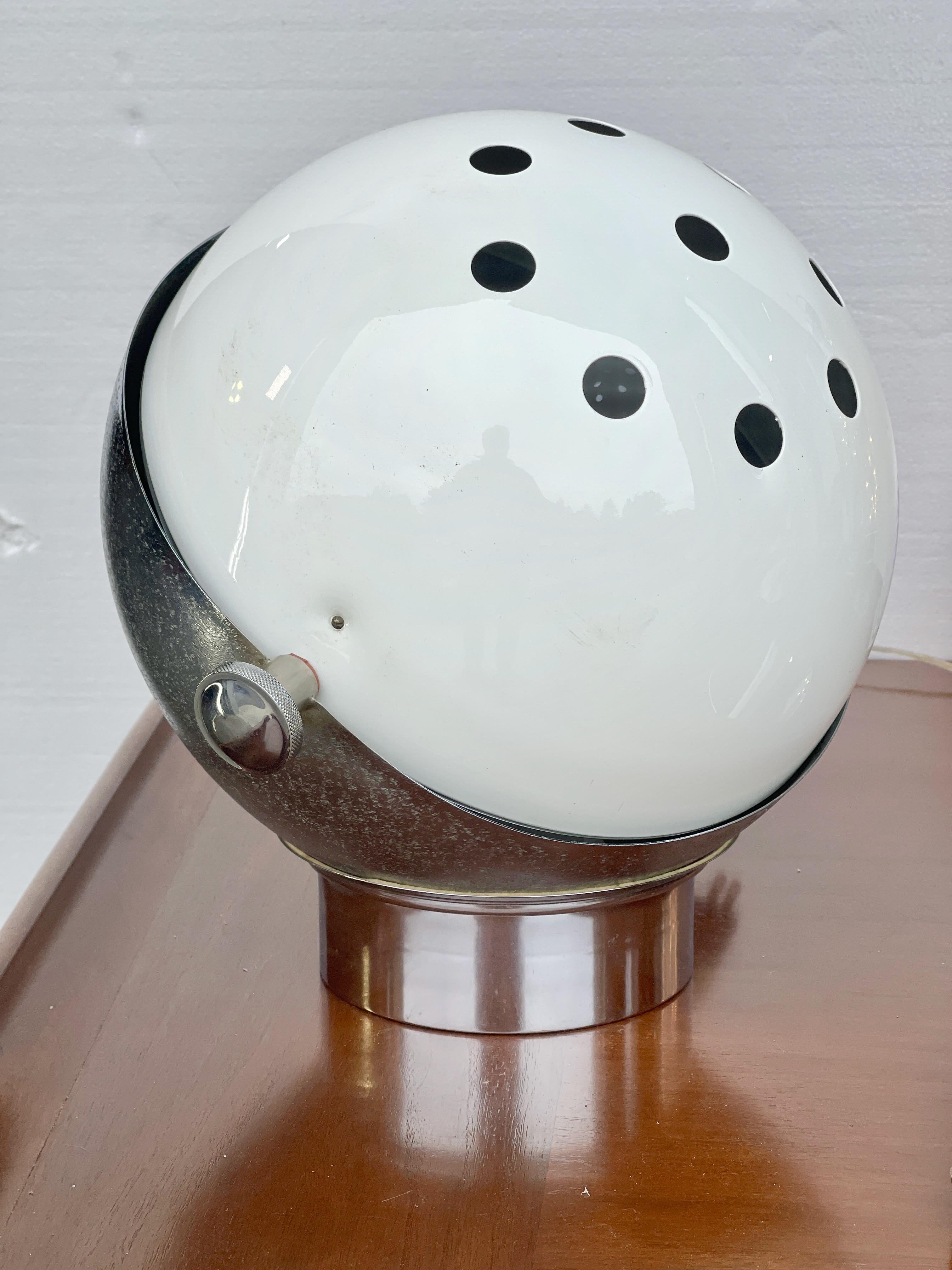 Space Age Rotating Spherical Lamp Style of Joe Colombo In Good Condition For Sale In Hanover, MA