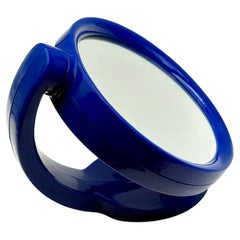 Space Age Rotating Vanity Mirror in Blue Plastic, 1970s