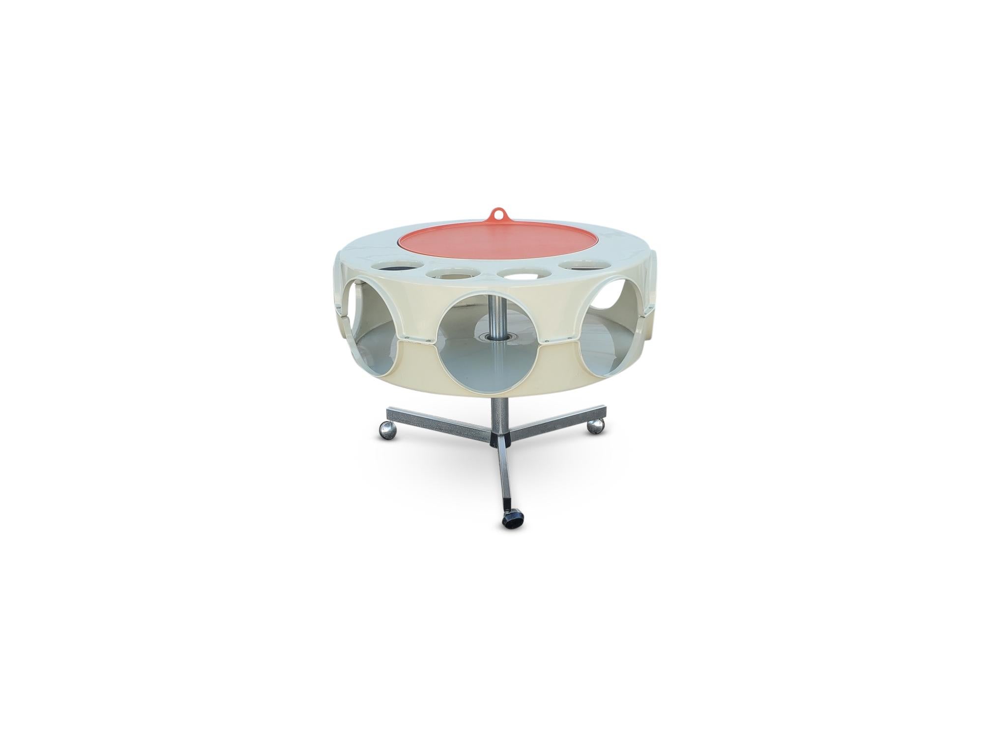 Métal Chariot de bar Rotobar de l'ère spatiale par Curver, Pays-Bas en vente