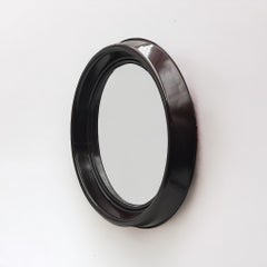 Espejo redondo Space Age de plástico marrón chocolate de Dal Vera, Italia, años 70