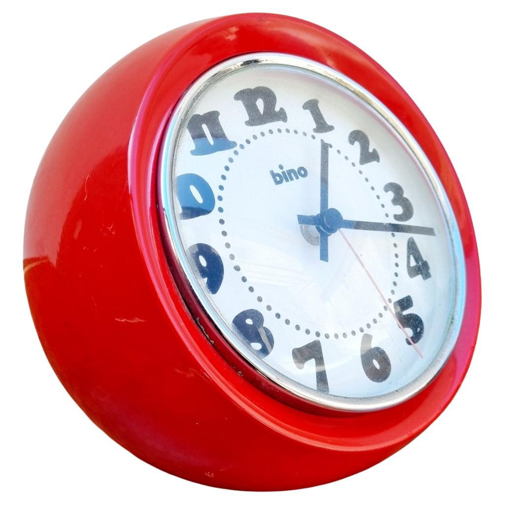Space Age Round Table Clock by Bino Italy 80s For Sale