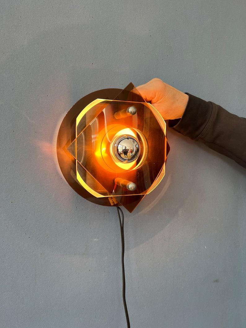 20th Century Space Age Rounded Plexiglass Wall Sconce / Perspex Wall Lamp by Herda, 1970s For Sale