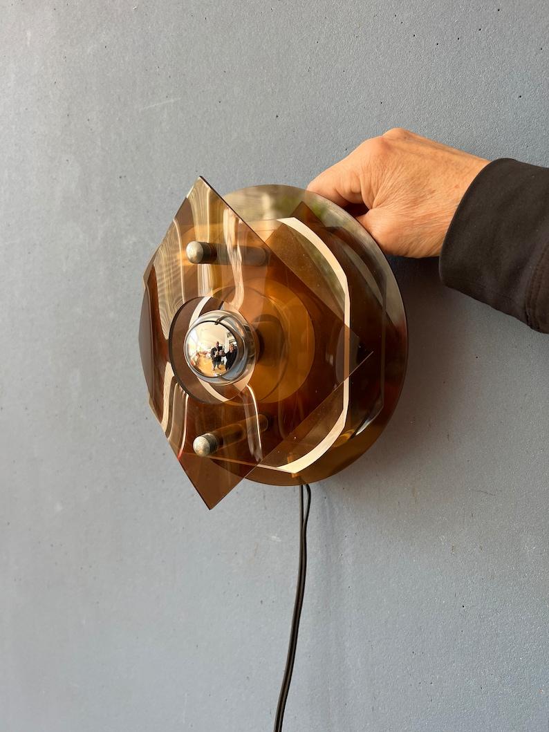 Space Age Rounded Plexiglass Wall Sconce / Perspex Wall Lamp by Herda, 1970s 4