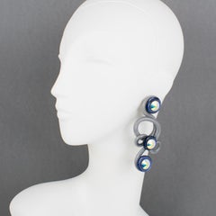 Space Age Rubber, Lucite and AB Rhinestones Earrings