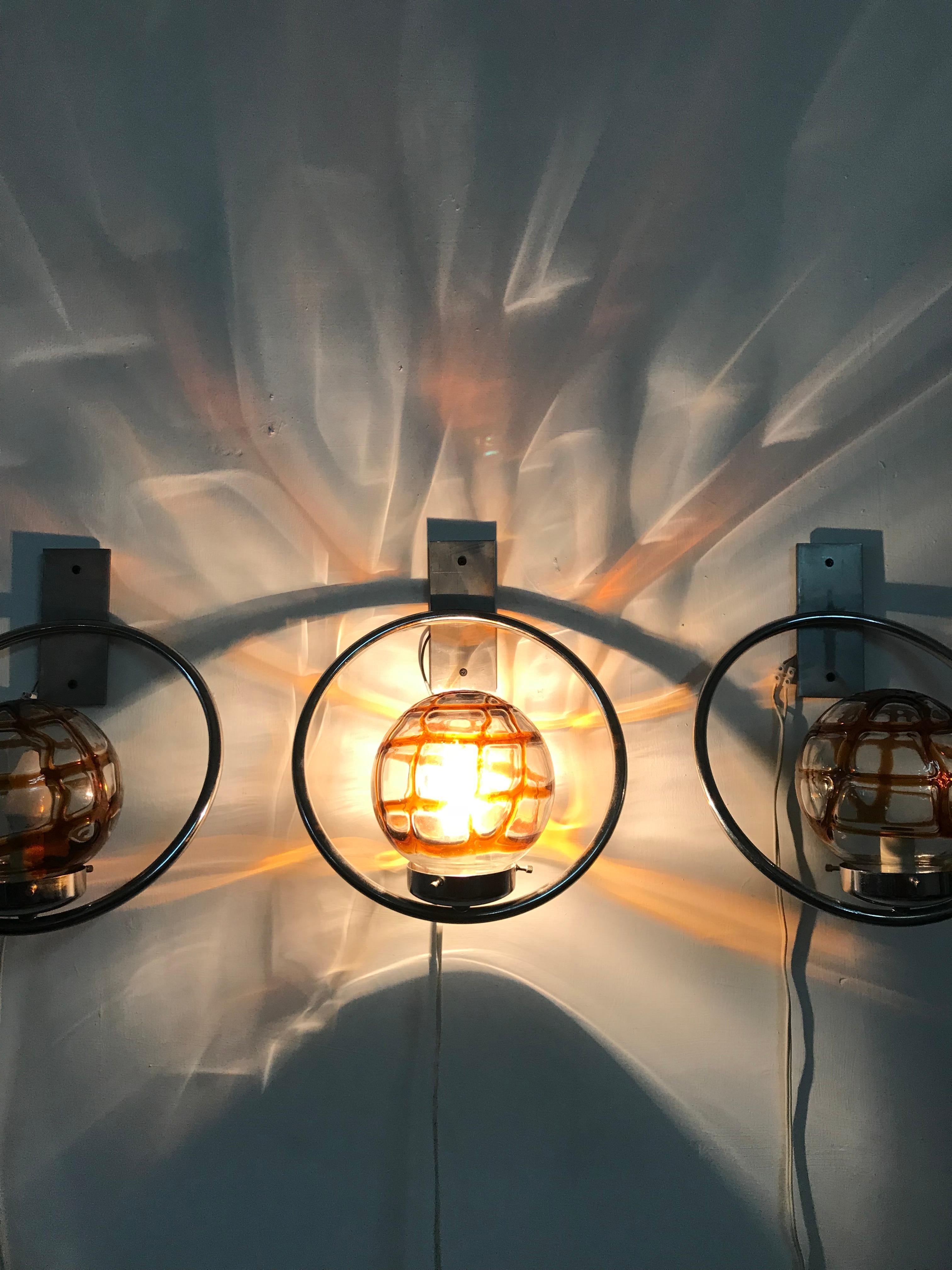 Space Age Sconces by Mazzega in Murano Glass, Italy, circa 1970 In Good Condition For Sale In Merida, Yucatan