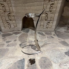 Space Age Sculptural Silver Metal Wine Decanter Stand