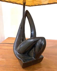 Space Age Sculptural Table Lamp With Original Fiberglass Shade