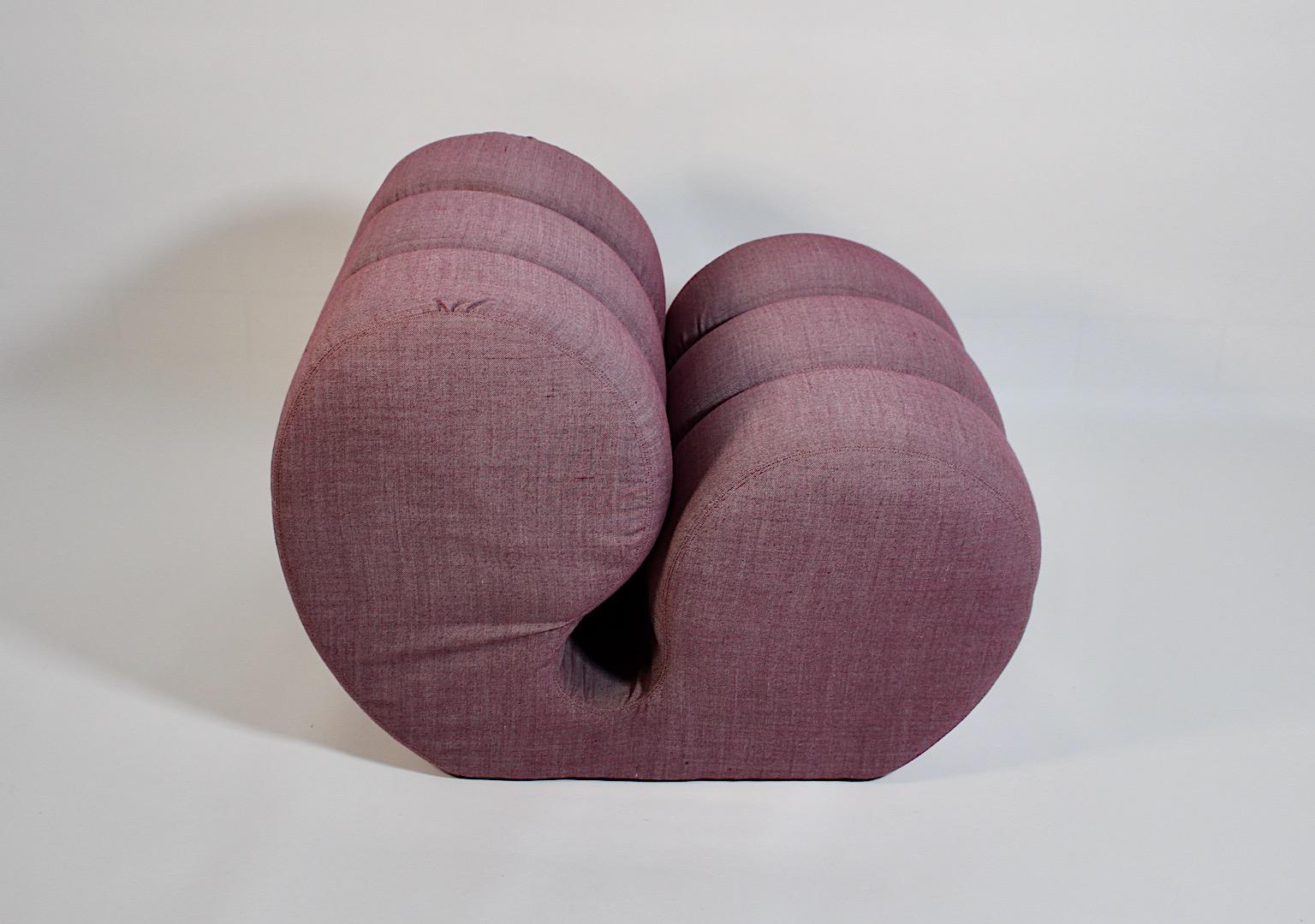 Space Age Sculptural Vintage Lavender Fabric Lounge Chair 1970s For Sale 5