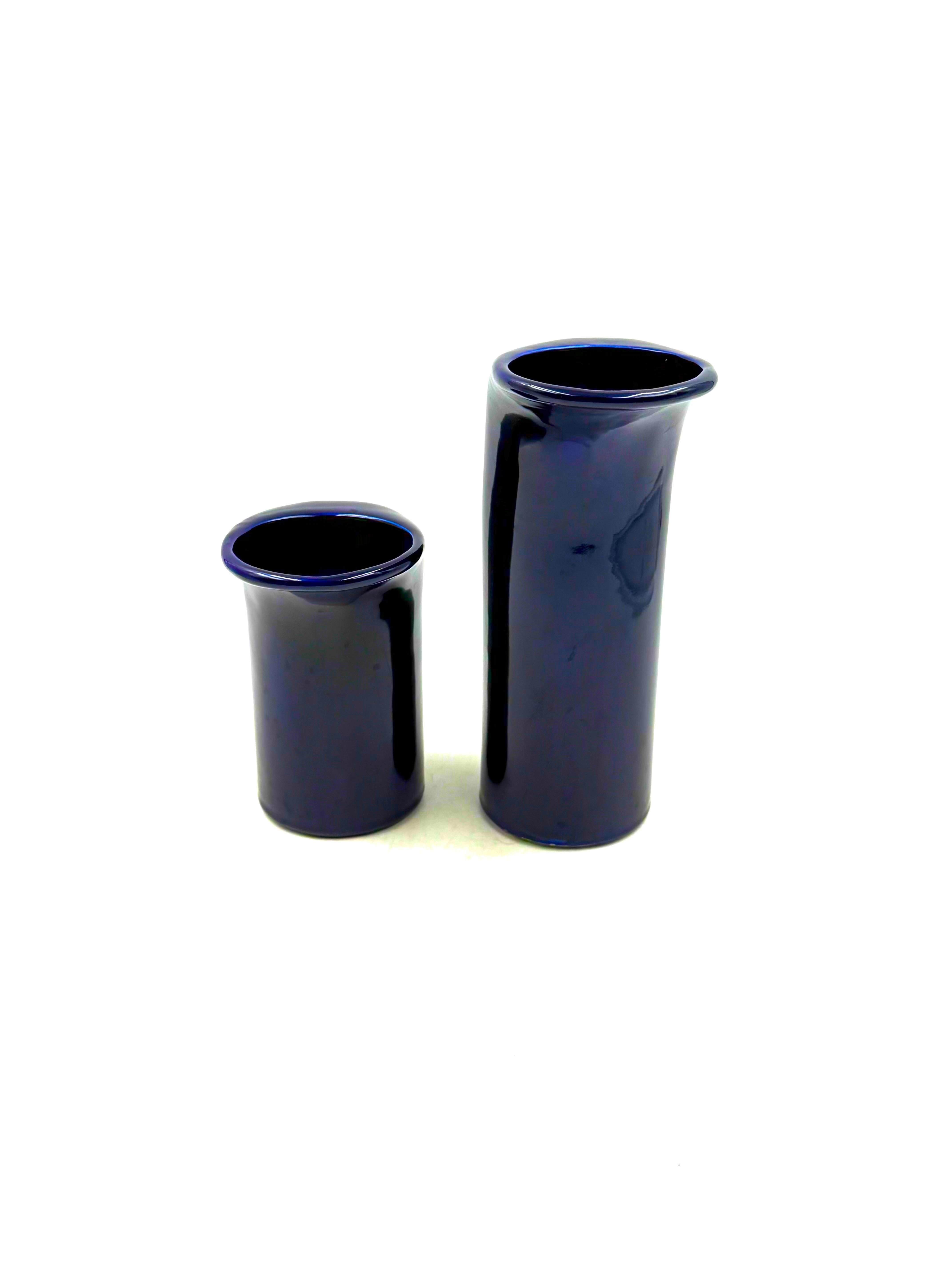 Ensemble de 2 vases en céramique bleue de l'ère spatiale, Italie vers 1970 en vente 6