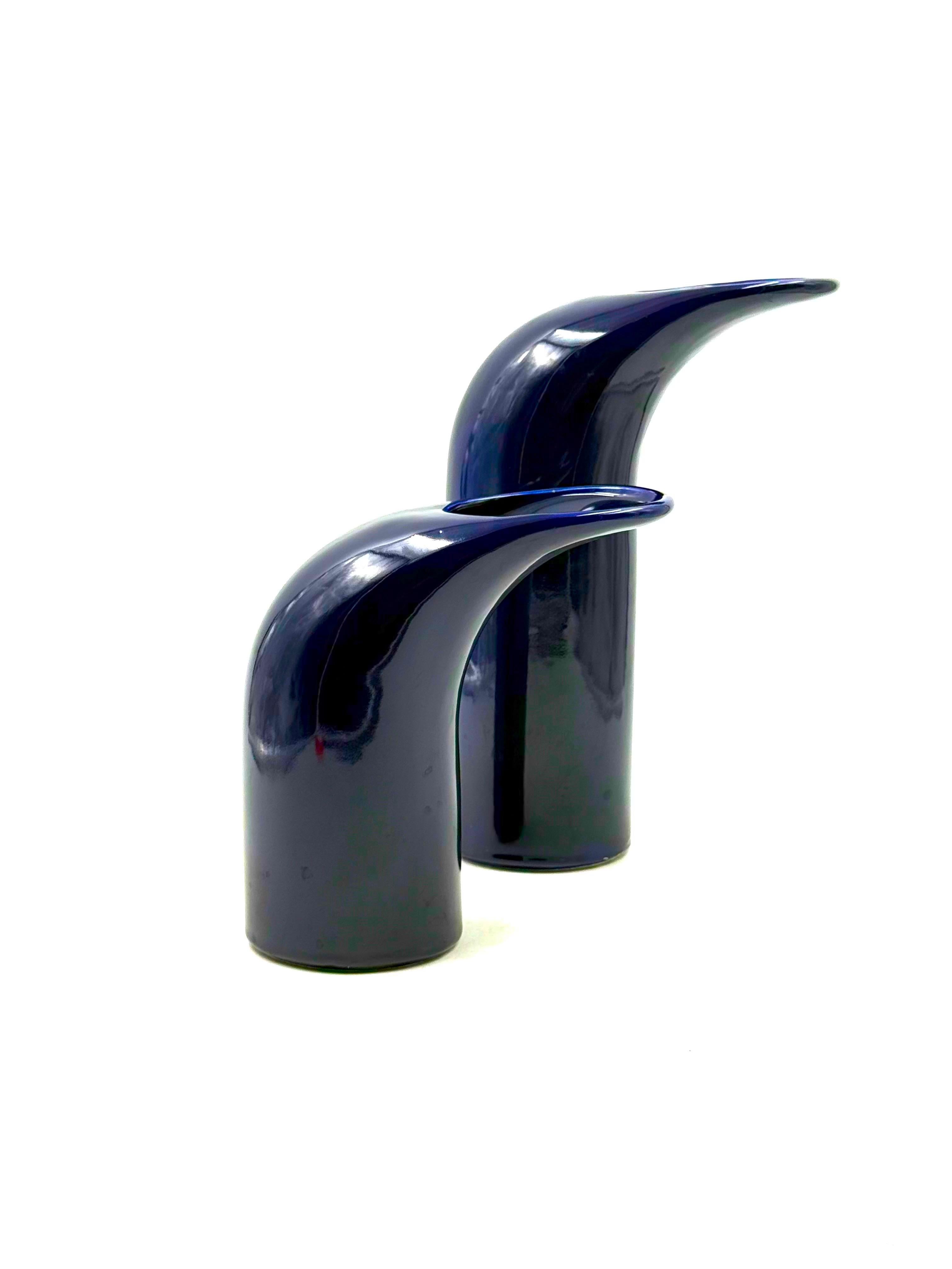 Ensemble de 2 vases en céramique bleue de l'ère spatiale, Italie vers 1970 en vente 13