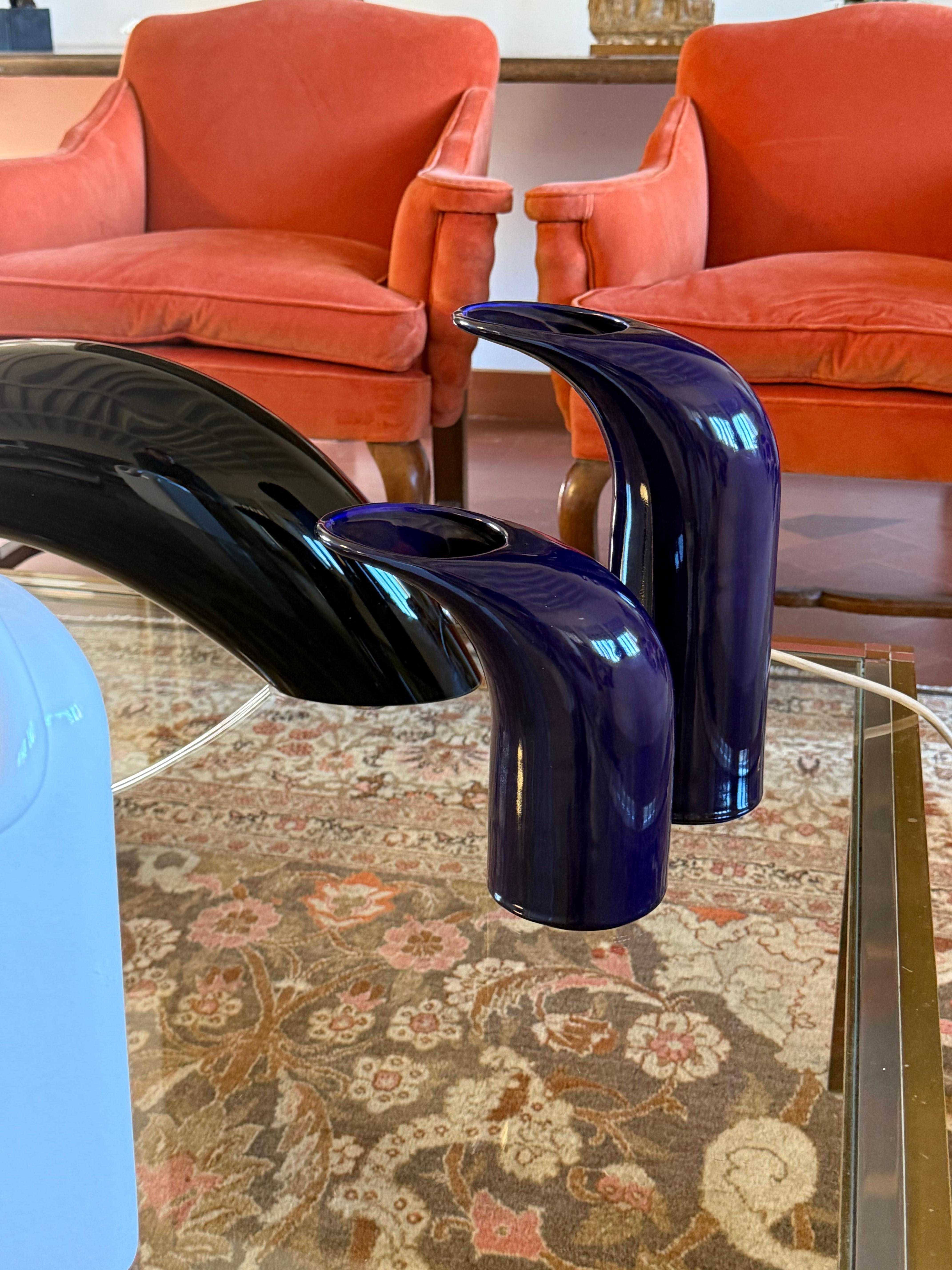 Ensemble de 2 vases en céramique bleue de l'ère spatiale, Italie vers 1970 Excellent état - En vente à Firenze, IT