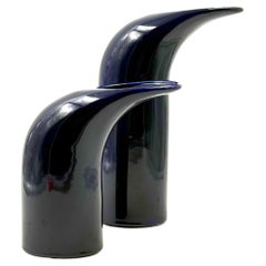 Space age set of 2 blue ceramic vase, Italy ca. 1970