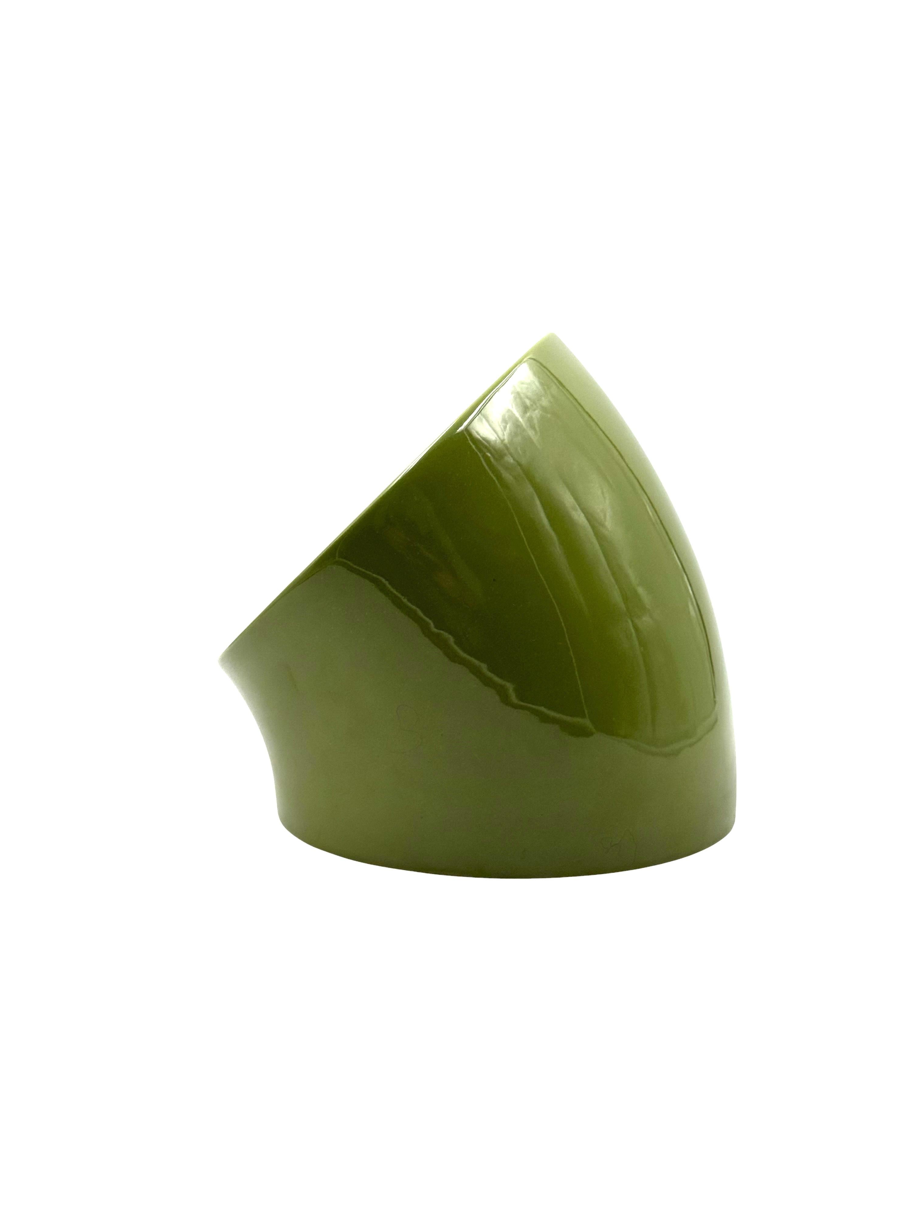 Space age set of 2 green ceramic vide poche, Sicart Italy ca. 1970 in vendita 4