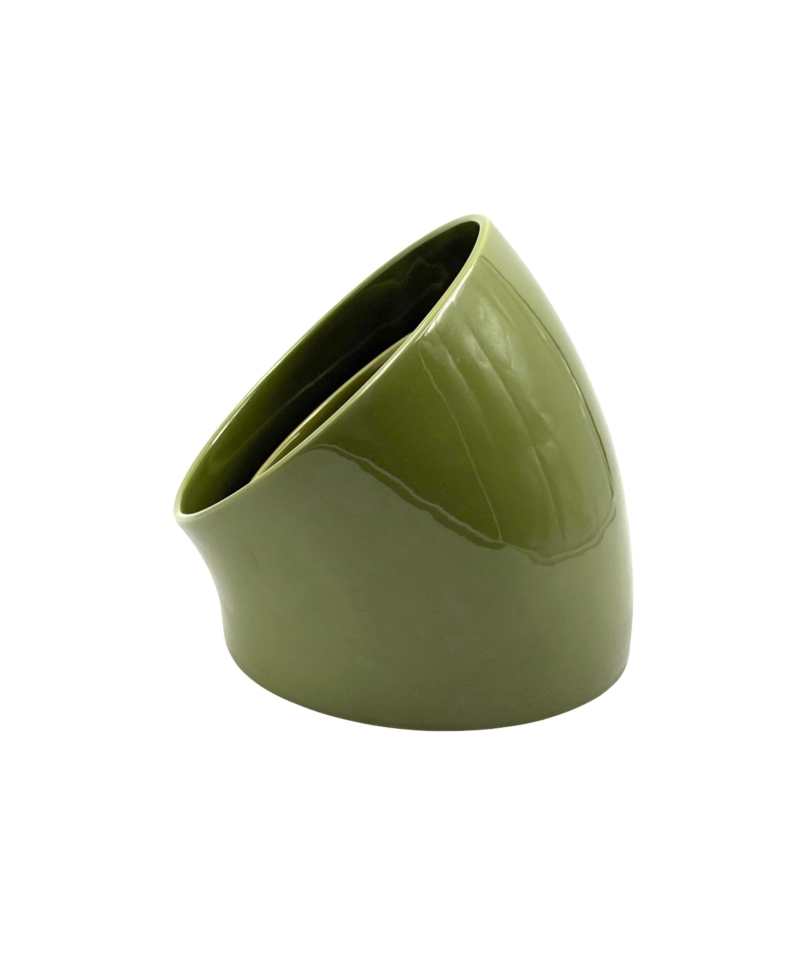 Space age set of 2 green ceramic vide poche, Sicart Italy ca. 1970 in vendita 5