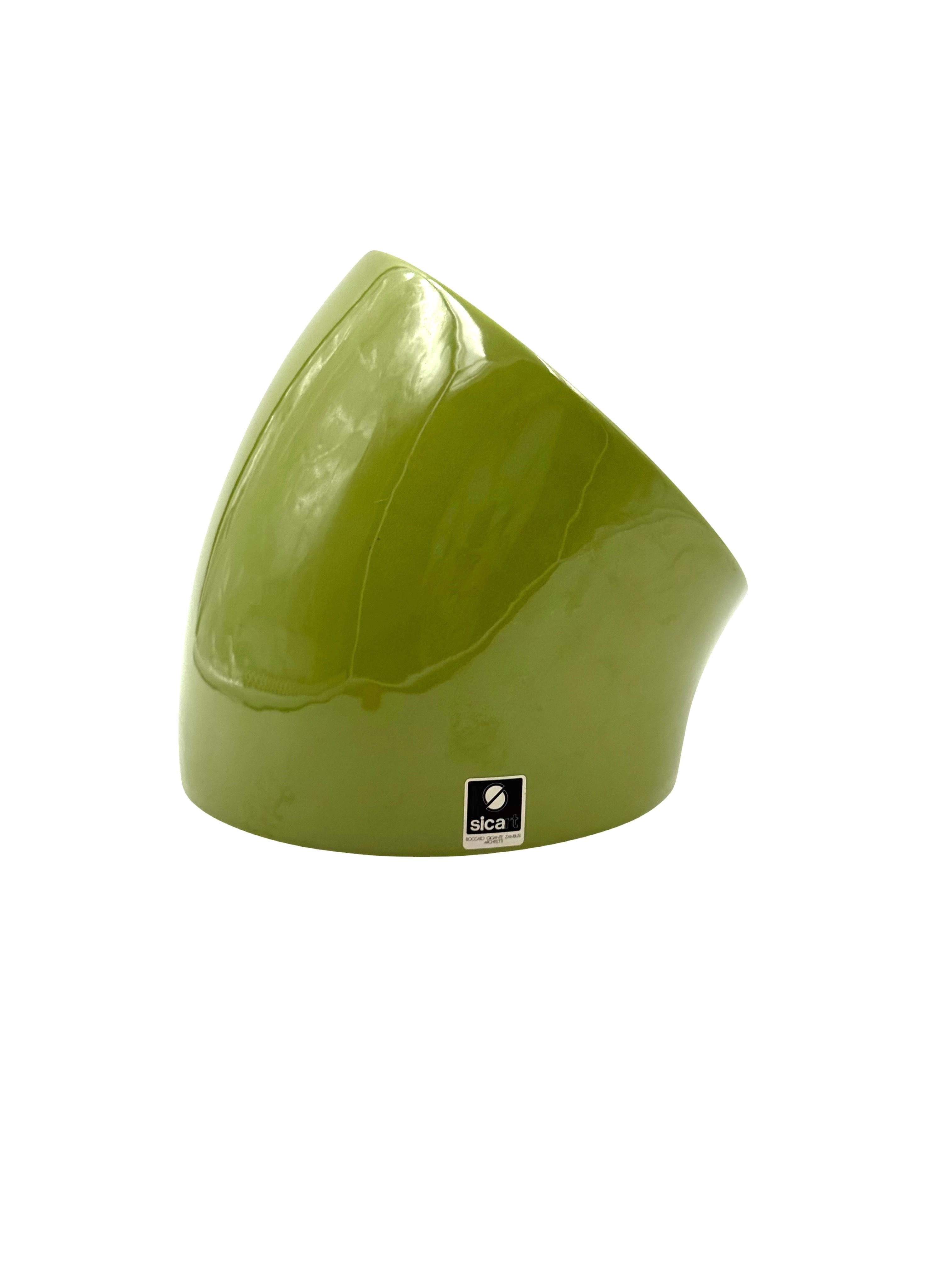 Space age set of 2 green ceramic vide poche, Sicart Italy ca. 1970 in vendita 7