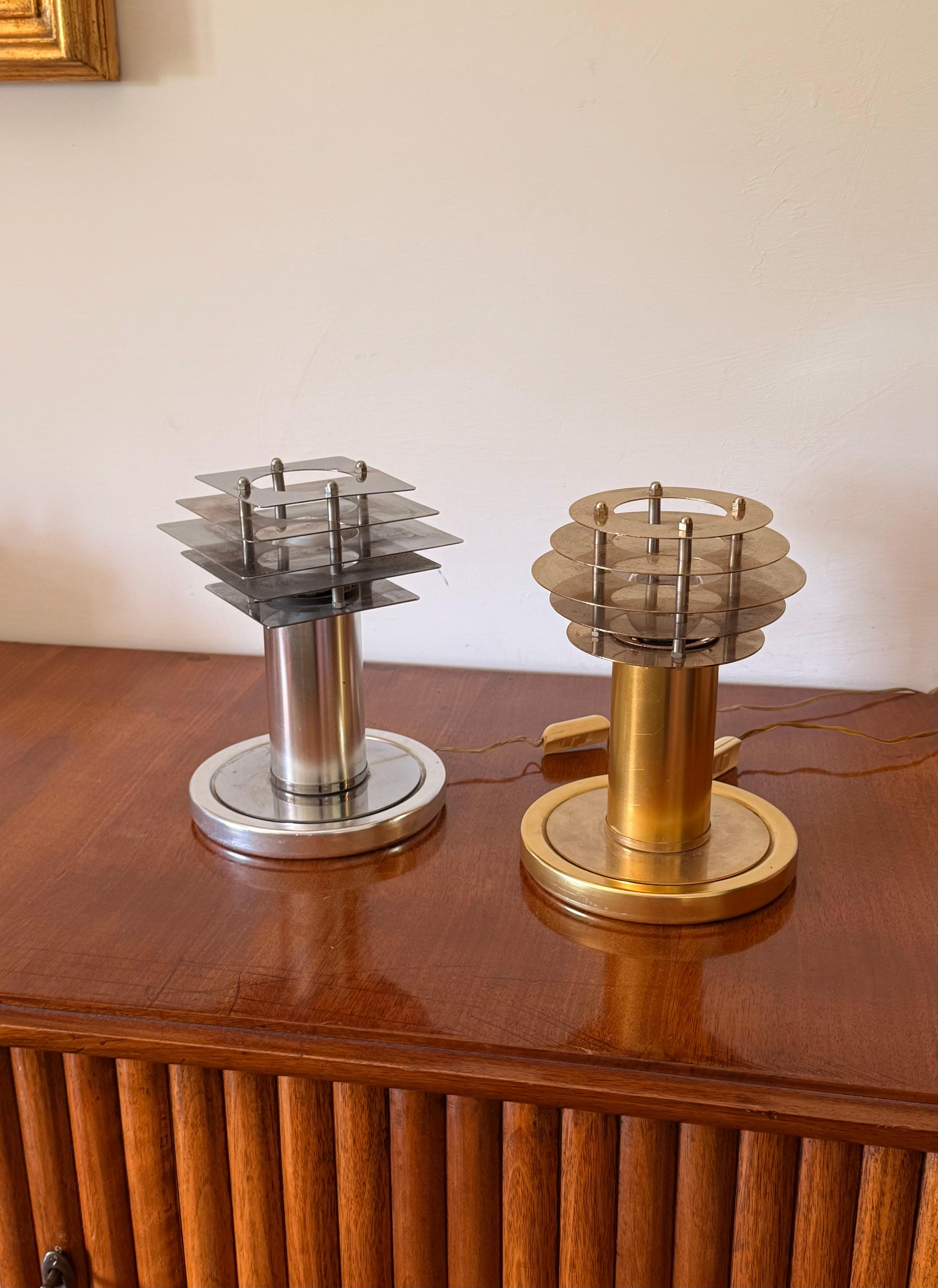 Space age set of 2 table lamps, Italy 1970s For Sale 11