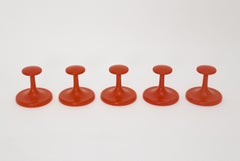 Space Age Set of five Orange Vintage Plastic Coat Hooks/Wall Hooks, circa 1970